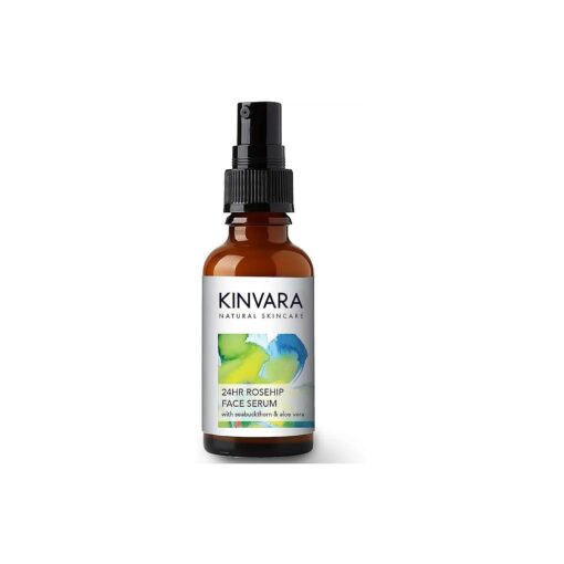 Kinvara Rosehip Face Serum - 30ml | Natural Facial Treatment with Organic Rosehip Oil | Hydrating, Calming & Glowing Concentrated Formula with Hyaluronic Acid, Seabuckthorn & Aloe Vera | Vegan