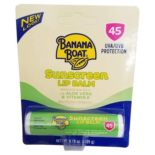 ( Pack of 10 ) Banana Boat Aloe Vera with Vitamin E Sunscreen Lip Balm, SPF 45 .15 oz ( 4.25 g )