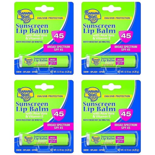 Sunscreen Lip Balm Aloe Vera With Vitamin E SPF 45 0.15 oz ( Pack of 4 )