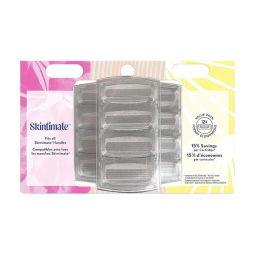 Skintimate 4-Blade Razor Refill Cartridges with Aloe and Vitamin E, 12 Count