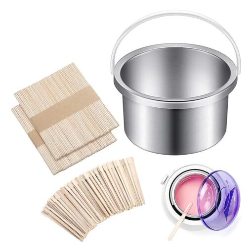 Wax Warmer Inner Pot Hair Removal Waxing Container Wax Warmer Replacement Pot for 500 ml 14 oz Hair Remover Machine and 200 Pieces Wax Applicator Sticks for Hair Removal Eyebrow