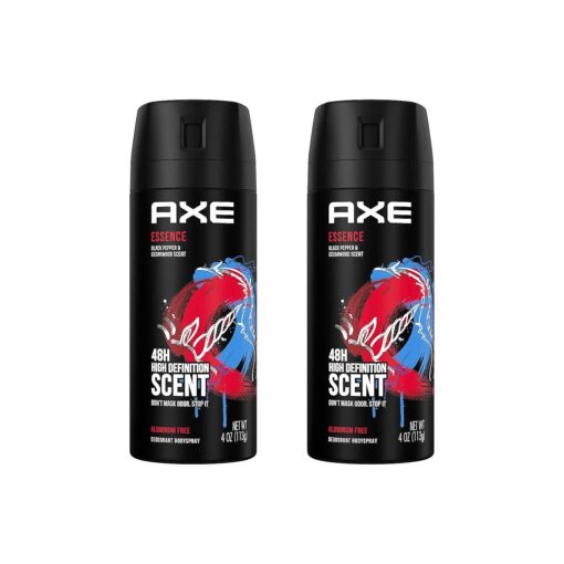 AXE Body Spray Deodorant For Long Lasting Odor Protection Essence Black Pepper And Cedarwood Mens Deodorant Formulated Without Aluminum 4 Ounce ( Pack of 2 )