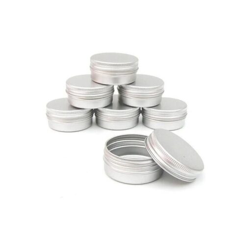 Pack of 12 Aluminum Tin Jars Round Pot Screw Cap Lid for Lip Balm Nail Art Cream Cosmetic Make Up Eye Shadow Powder Pot Jar Tin Case Container ( 10ML ) ( 15ML )