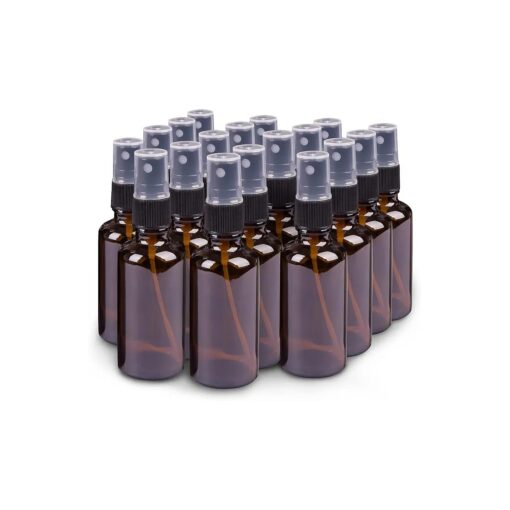 Small Amber Glass Spray Bottles For Essential Oils, 2oz Empty Fine Mist Mini Spray Bottles, Set of 18