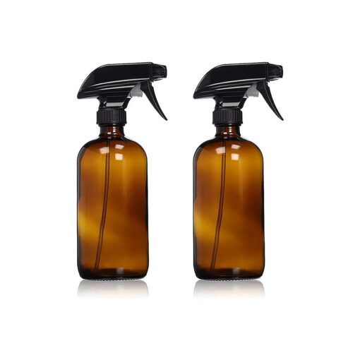 Manufacturer Direct Amber Glass Spray Bottle ( 16 oz, 2 pk ) With BONUS Waterproof Labels & Multi-Function Sprayer ( Color May Vary )