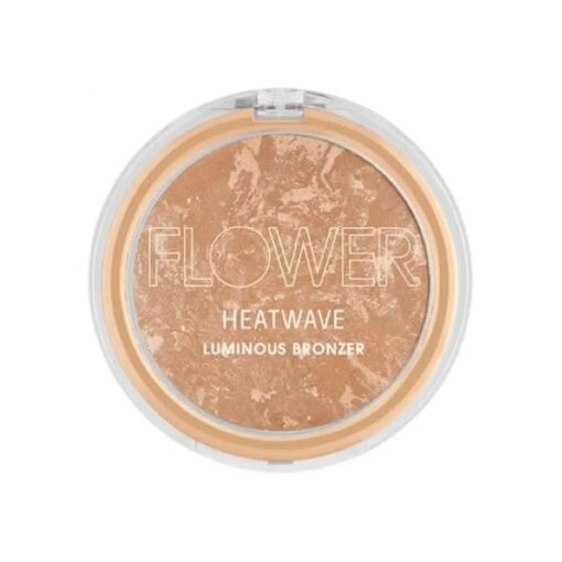 FLOWER Beauty By Drew Barrymore Heatwave Luminous Bronzer - Bronzer Powder Makeup - Warm Luminous Finish + Sunkissed Skin - Shimmering Powder - Ambient Glow - Cruelty-Free + Vegan ( Sunswept )