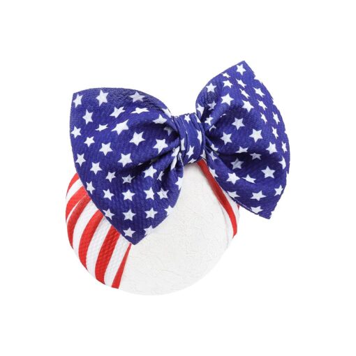 YanJie 4th of July Baby Nylon Headbands, Red Blue White Star Baby Hair Bows Hairbands Big Bows Hair Accessories for Newborn Baby Girls Infants Toddlers ( America Flag )