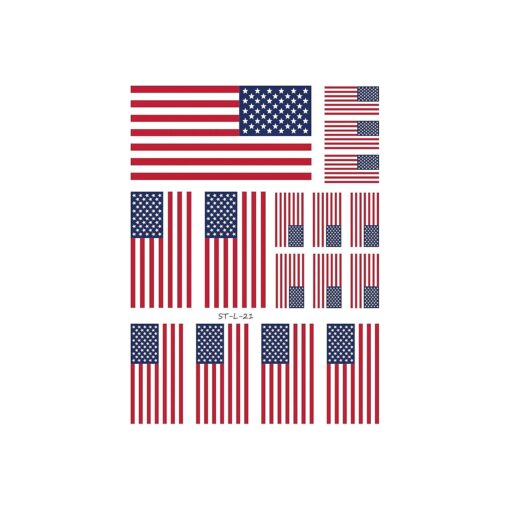 American Flag Temporary Tattoo Kit, USA Flag Temporary Tattoos 4th of July ( 16 flags )