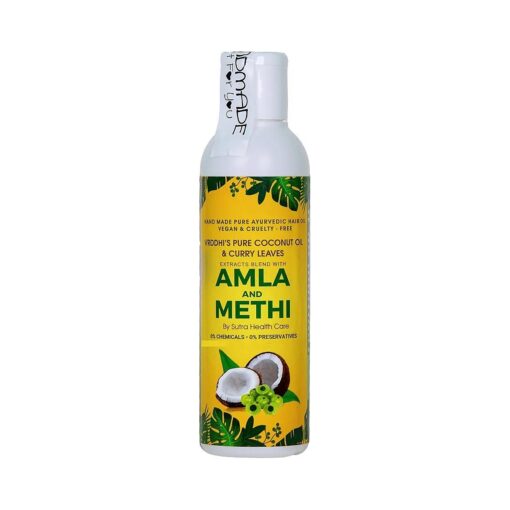 Amla Hair Oil with Methi ( Fenugreek ) and Curry Leaves for Reduce Hair Fall and Rejuvenate Hair Follicles - No Preservatives or Chemicals Hair Oil - 3.38 FL OZ Small