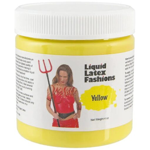 Ammonia Free Liquid Latex for Adults and Kids, Face and Body Latex Paint, Ideal for Parties and Cosplay, Super Flexible, Yellow- 4 Oz