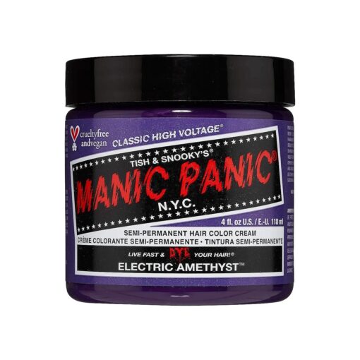 MANIC PANIC Electric Amethyst Purple Hair Dye - Classic High Voltage - Semi Permanent Bright Purple Hair Color With Violet And Blue Undertones - Vegan, PPD & Ammonia Free ( 4oz )