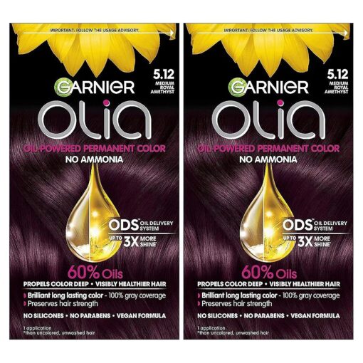 Hair Color Olia Ammonia-Free Brilliant Color Oil-Rich Permanent Hair Dye, 5.12 Medium Royal Amethyst, 2 Count ( Packaging May Vary )