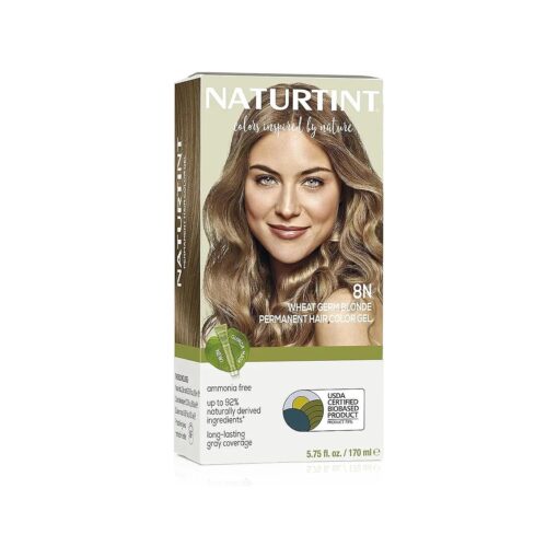 Naturtint Permanent Hair Color 8N Wheat Germ Blonde ( Pack of 1 ), Ammonia Free, Vegan, Cruelty Free, up to 100 % Gray Coverage, Long Lasting Results