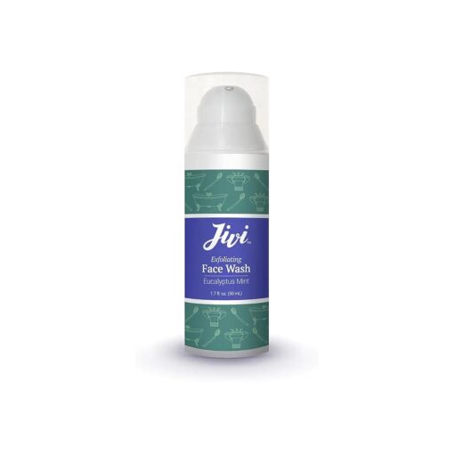 Jivi Exfoliating Face Wash ( Eucalyptus Mint ) | Cream Cleanser that Removes Makeup and Tones | 100 % Natural with Organic Ingredients | Made for Sensitive and Dry Skin | 1.7 fl, oz .