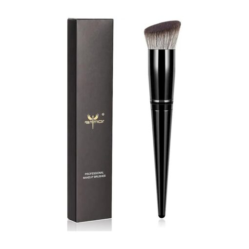 Angled Kabuki Brush, Professional Angled Top Foundation Makeup Brush, Perfect for Quick Liquid Cream Blender Even Application, Luxurious Cruelty Free Nano-fiber