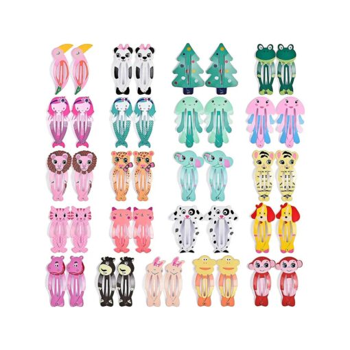 Hair Clips for Girl, IKOCO 42Pcs Snap Hair Clips Animal Pattern Barrettes Cartoon Design Snap Hair Barrettes for Toddler Girls, Gift for Kids