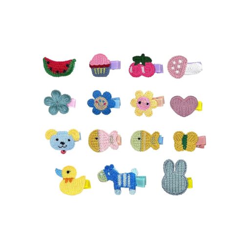 15 PCS Handmade Crocheted Animal Theme Mini Hair Clips for Kids ( Animal Theme )