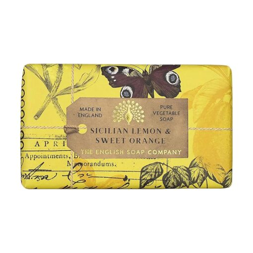 Anniversary Wrapped Soap Bar, Luxury Citrus Shea Butter Soap Bar, Moisturising Soap Bar for Face and Body, Sicilian Lemon and Sweet Orange Scent 190g