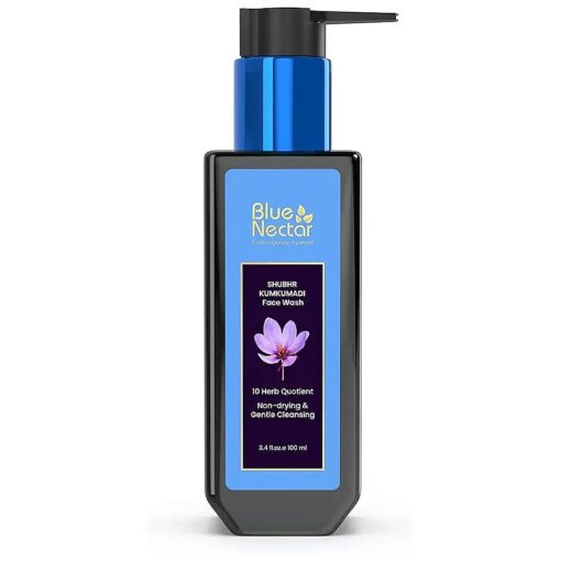 Blue Nectar Kumkumadi Brightening Face Wash with Saffron for Women & Men | Sulphate free Anti Pimple Face Cleanser ( 10 Herbs, 3.38 Fl Oz )