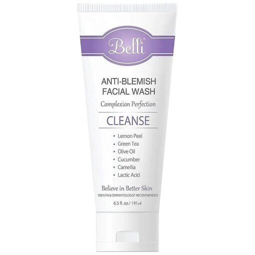 Belli Skincare Anti-Blemish Facial Wash Gel Cleanser | Anti Acne for sensitive skin, pregnancy safe, Natural Extract Face Wash for All skin types | 6.5 Ounce