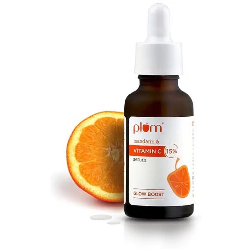 Plum 15 % Vitamin C Serum for Face, with Pure Ethyl Ascorbic Acid, Kakadu Plum & Rose Extract, Anti Aging Serum, Anti-Oxidant, Fights Hyperpigmentation & Dull Skin, Fragrance-Free, 1 Fl Oz