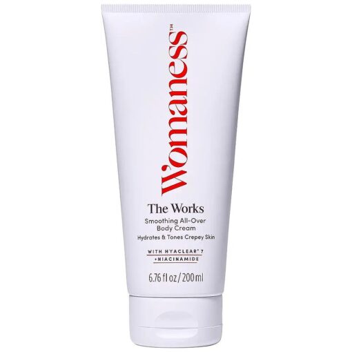 Womaness The Works All-Over Toning Body Cream - Hydrating & Smoothing Anti Aging Body Lotion - Niacinamide and Hyaluronic Acid Firming Lotion for Menopause Body Care & Skin Repair ( 200ml )