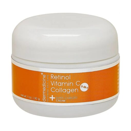 Vitamin C + Retinol + Collagen | Super Charged Anti-Aging Cream for Face | Pharmaceutical Grade Quality | Helps Smooth & Plump Fine Lines & Wrinkles & Brightens for Younger Skin ( 1 oz )