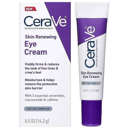 CeraVe Eye Cream for Wrinkles | Under Eye Cream with Caffeine, Peptides, Hyaluronic Acid, Niacinamide, and Ceramides for Fine Lines | Fragrance Free & Ophthalmologist Tested |0.5 Ounces