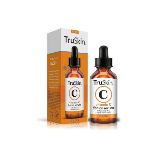 TruSkin Vitamin C Face Serum - Anti Aging Facial Serum with Vitamin C, Hyaluronic Acid, Vitamin E & More - Brightening Serum for Dark Spots, Even Skin Tone, Eye Area, Fine Lines & Wrinkles, 1 Fl Oz