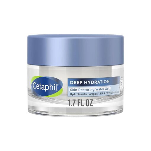 Cetaphil Deep Hydration Skin Restoring Water Gel with Hyaluronic and Polygutamic Acid, Face Moisturizer, 72 Hour Hydration, For Dry, Dehydrated Sensitive Skin, Fragrance Free, 1.7 oz, Fragrance Free