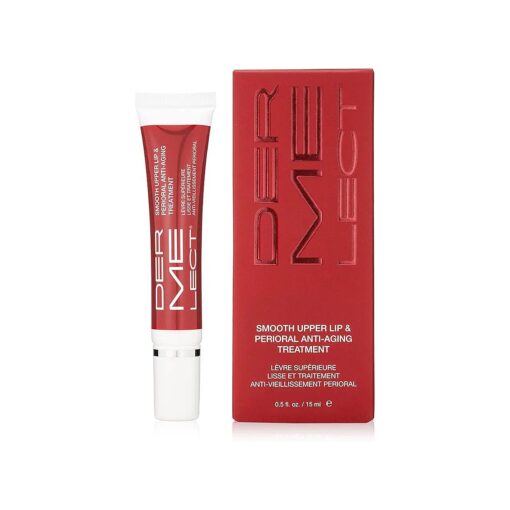 Dermelect Smooth Upper Lip Anti Aging Cream - with Hyaluronic Acid, Collagen, Retinol, Brightening & Smoothing Cream for Lip Lines, Smile Lines, Discoloration, Lipstick Bleeding and Feathering, 0.5 oz