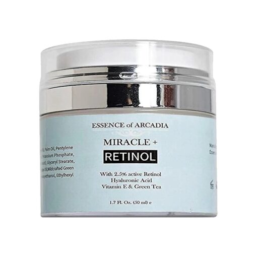 Essence of Arcadia Retinol Moisturizer Cream 2.5 % for Face & Eye Area - Anti-Aging Formula with Hyaluronic Acid, Vitamin E, Green Tea - 1.7 Fl Oz