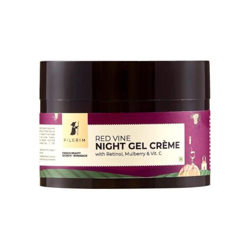 Pilgrim French Red Vine Anti Aging Night Cream for women with Retinol, Mulberry & Vitamin C Retinol Night cream for oily, dry & sensitive skin | Anti aging cream | 50g