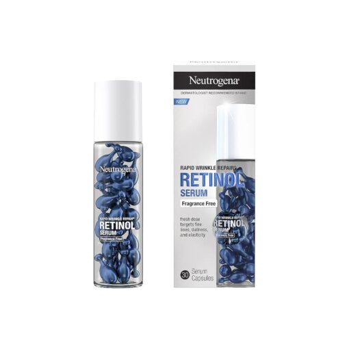 Neutrogena Rapid Wrinkle Repair Retinol Face Serum Capsules, Fragrance-Free Daily Facial with that fights Fine Lines, Wrinkles, Dullness, Alcohol-Free & Non-Greasy, 30 ct