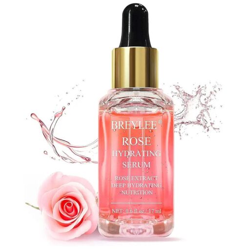 BREYLEE Rose Face Serum, Hydrating Serum Moisturizing Serum Face Serum Hydrating with Hyaluronic Acid Alcohol Free Facial Serum for Skin Care ( 17ml,0.6fl oz )