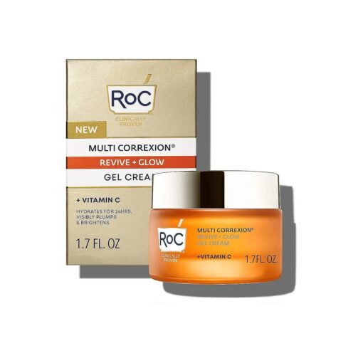 RoC Multi Correxion Revive + Glow 10 % Vitamin C Blend Face Moisturizer, Anti-Aging Gel Cream for Instant Glow, Hypo-Allegenic & Oil-Free Skin Care, 1.7 Ounces