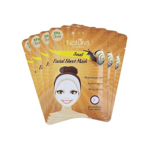 Snail Mask Sheet Korean Face Mask 6 Pack for Anti-Aging and Brightening