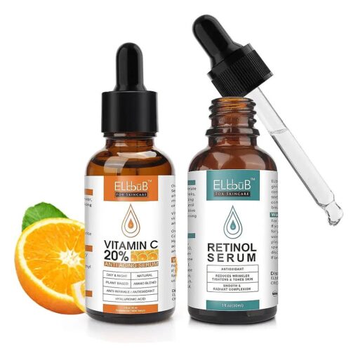 Day-Night Anti Aging Vitamin C Serum Retinol Serum For Face with Retinol & Amino Acids - Boost Skin Collagen, Hydrate & Plump Skin Facial Serum