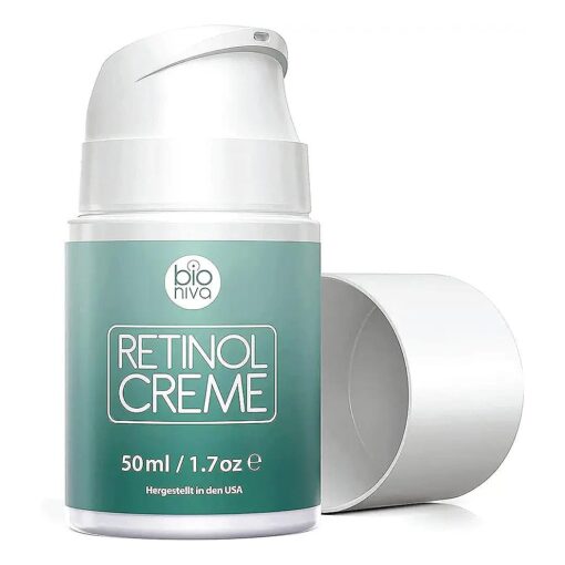 bioniva Retinol Moisturizer Cream - 2.5 % Retinol Delivery System with Vitamin C, Bakuchiol, Aloe, & Vegan Hyaluronic Acid - Anti Aging & Anti Wrinkle Face Cream Unscented 1.7oz