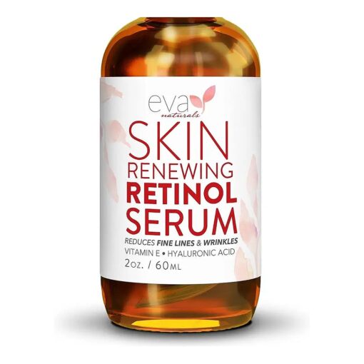 Eva Naturals Retinol Serum for Face with Hyaluronic Acid ( Double Size 2 oz ) - Anti Aging Serum Minimizes Fine Lines & Wrinkles, Improves Sun Damaged Skin & Fades Dark Spots