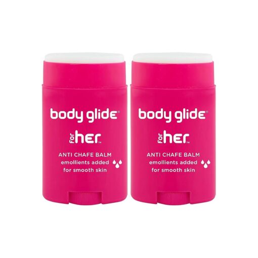 Body Glide For Her Anti Chafe Balm | Chafing stick with added emollients | Great for dry, sensitive skin and/or sensitive areas | Use on chest, bra, butt, groin, arm, and thigh chafing | 1.5oz-2pk