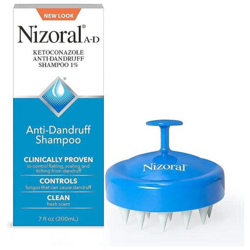 Nizoral Anti-Dandruff Shampoo 7oz and Scalp Massager Brush Bundle