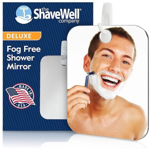 Deluxe Anti-Fog Shaving Mirror | Fogless Bathroom Shower Mirror with Handheld Option for Men and Women | Hanging Shower Mirror Includes Long-Lasting Removable Adhesive Hook