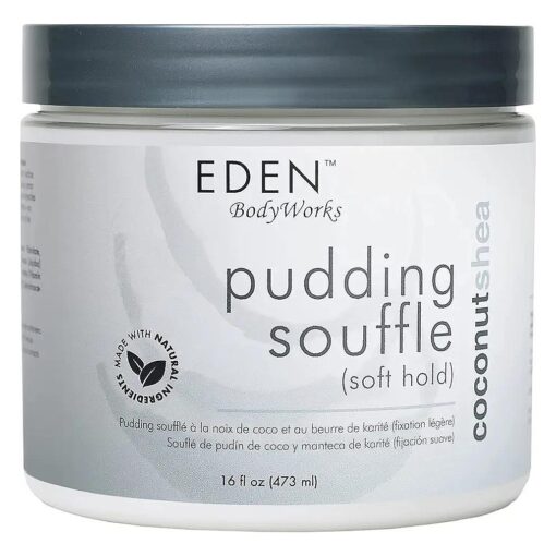 EDEN BodyWorks Coconut Shea Pudding Souffle - Curl Defining Hair Moisturizer with a Soft Hold to Strengthen Hair, Control Frizz & Add Shine - 16 Oz .