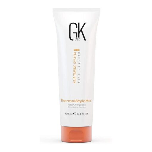 GK HAIR Global Keratin ThermalStyleHer Hair Cream ( 3.4 Fl Oz/100ml ) - Thermal Styling Blow Dry Heat Protectant Cream - Anti Frizz Damage Protection Styling Cream for All Hair Types