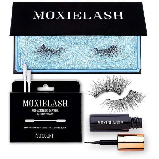 MoxieLash Magnetic Eyelashes with Eyeliner Kit - Baby Bundle - Natural Looking False Eyelashes - Set of Baby Lashes + Magnetic Eyeliner + Eyeliner Remover Swabs - USA Owned - No Glue