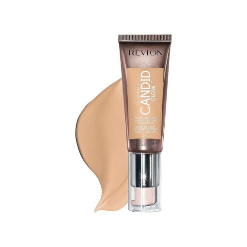 Revlon Liquid Foundation, Photo Ready Candid Glow Face Makeup for Sensitive and Dry Skin, Longwear Sheer-Medium Coverage with Natural Glow Finish, 240 Natural Beige, 0.75 Oz