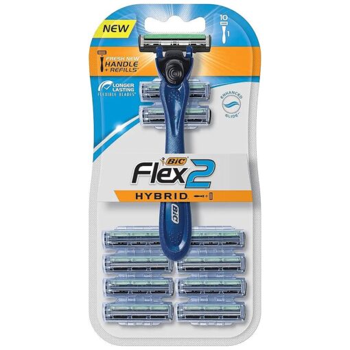 BIC ( r ) Flex2 ( tm ) Hybrid Disposable Razor, Blue, 10 Pack