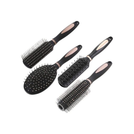 Pack of 4 Hair Brush Set Anti Static Massage Oval Comb Round Hair Brush Vent Hair Brush Detangling Brush Paddle Brush for Women Men Kid All Wet or Dry Hair 's Detangle, Massage, Add Shine, QXDAI-10