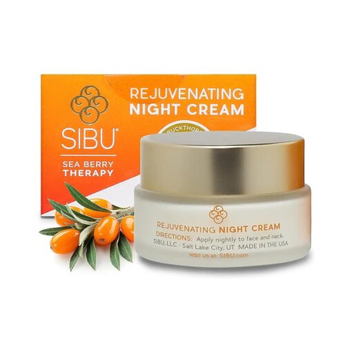 Sibu Rejuvenating Night Cream ( 1 oz ), Made With Premium Himalayan Sea Buckthorn & Hyaluronic Acid - Hydrates, Smooths Wrinkles, and Repairs Aging, Sun-Damaged Skin